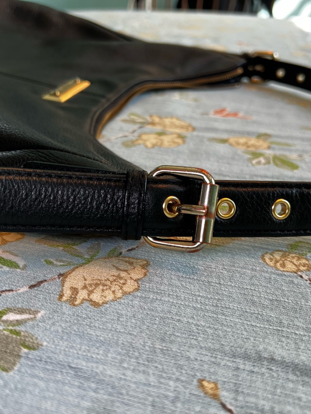 Calvin Klein Black Pebbled Faux-Leather Hobo with Gold plated hardware - Picture 3 of 12